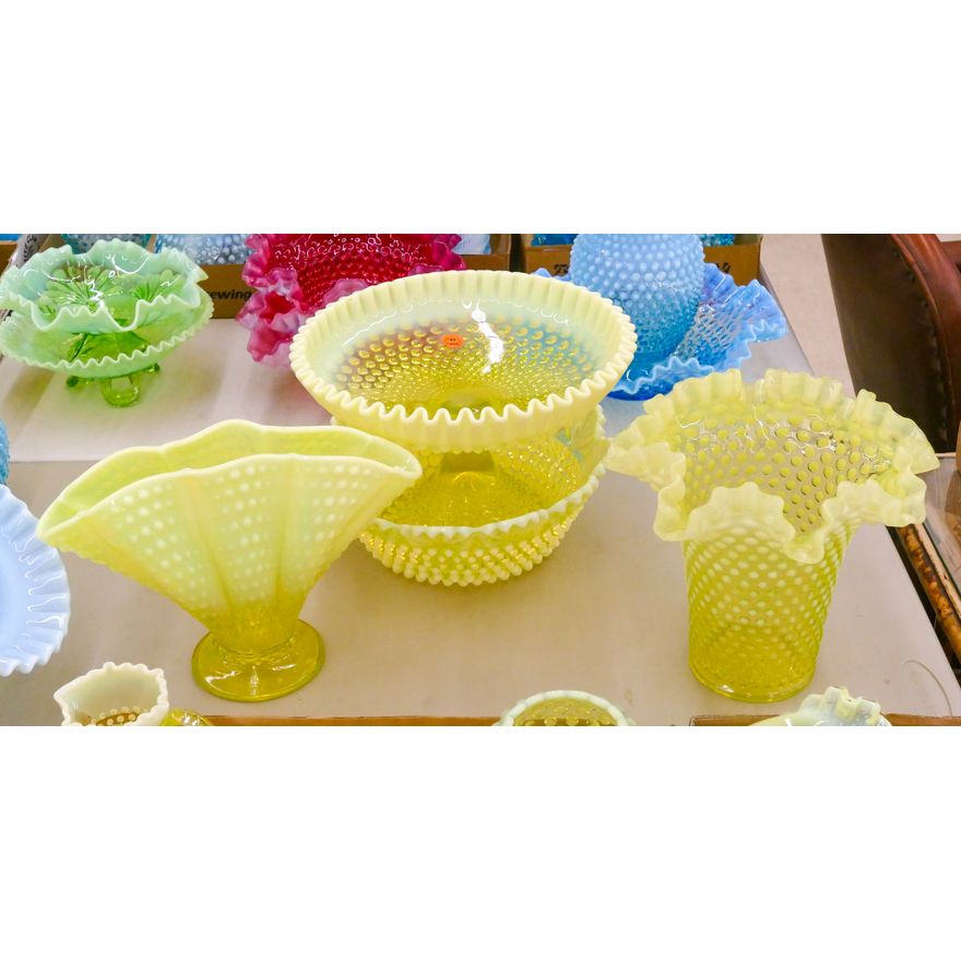 4pc Fenton Topaz Hobnail Large Glass 8'' to 11''