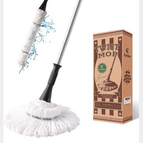 EYLIDEN MOP WITH 2 REUSABLE HEADS, EASY WRINGING TWIST MOP, WITH 57.5 INCH LONG HANDLE, WET MOPS FOR FLOOR CLEANING, COMMERCIAL HO