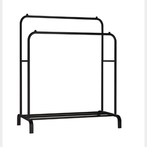 DOUBLE POLE CLOTHING AND SHOE STORAGE RACK -BLACK -