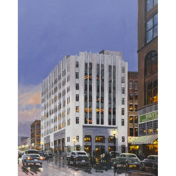 Carl Funseth ''Spokane and Eastern Bank Building'' Oil