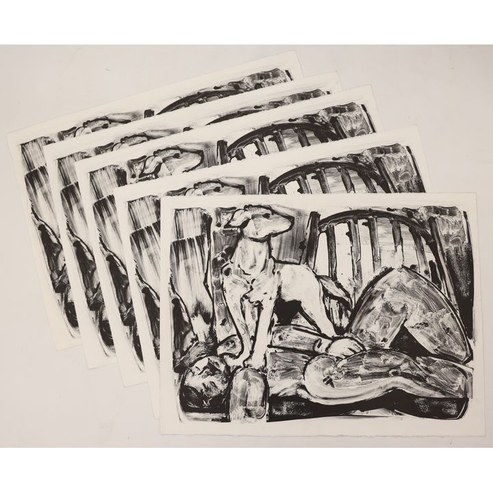 5pc Neil Meitzler ''Red Dog'' 1995 Signed Lithographs 23''x30''