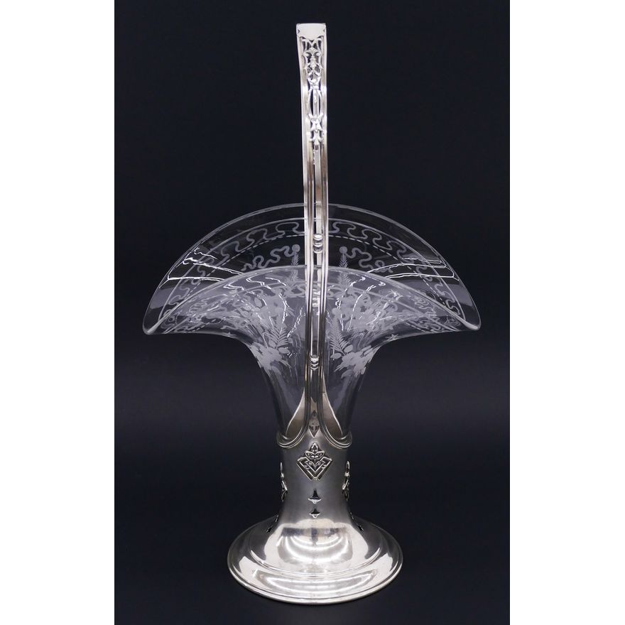Hawkes Etched Glass Sterling Mounted Basket