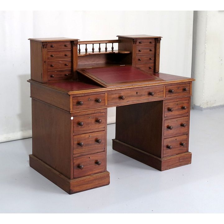 VICTORIAN LEATHER INLAID DICKENS DESK