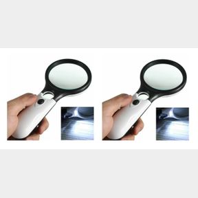 (2) HANDHELD 45X MAGNIFYING READING GLASS LENS JEWELRY 3 LED