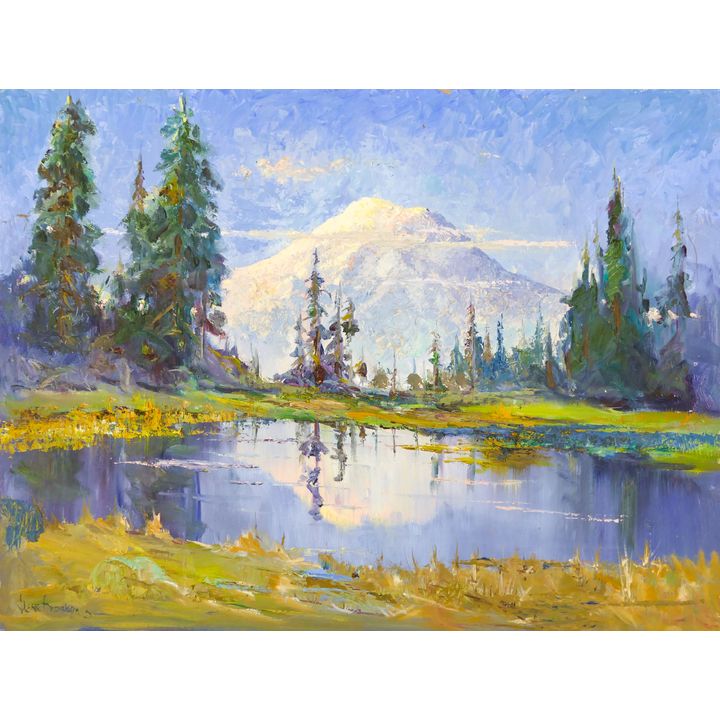 Gene Amondson ''Summer, Mt. Rainier'' Oil on Masonite 30''x40''
