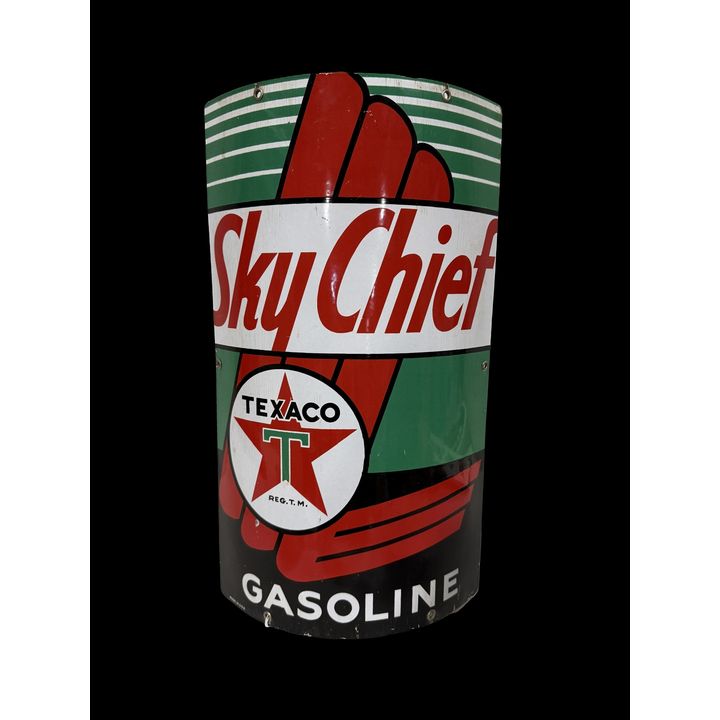 Texaco Sky Chief Gasoline Curve Pump Plate Sign SSP