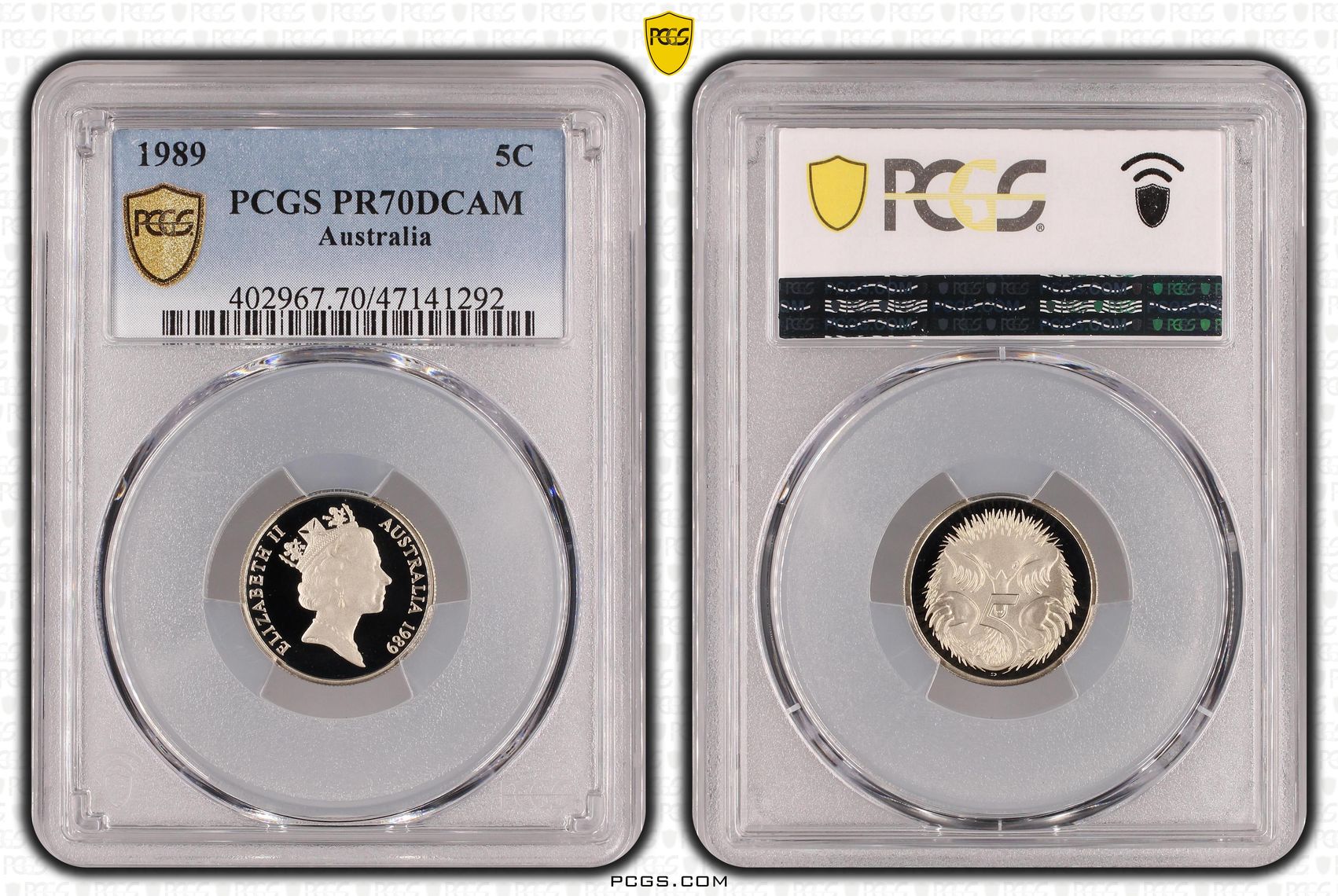 Elizabeth II, Five Cent, 1989, PCGS PR70DCAM