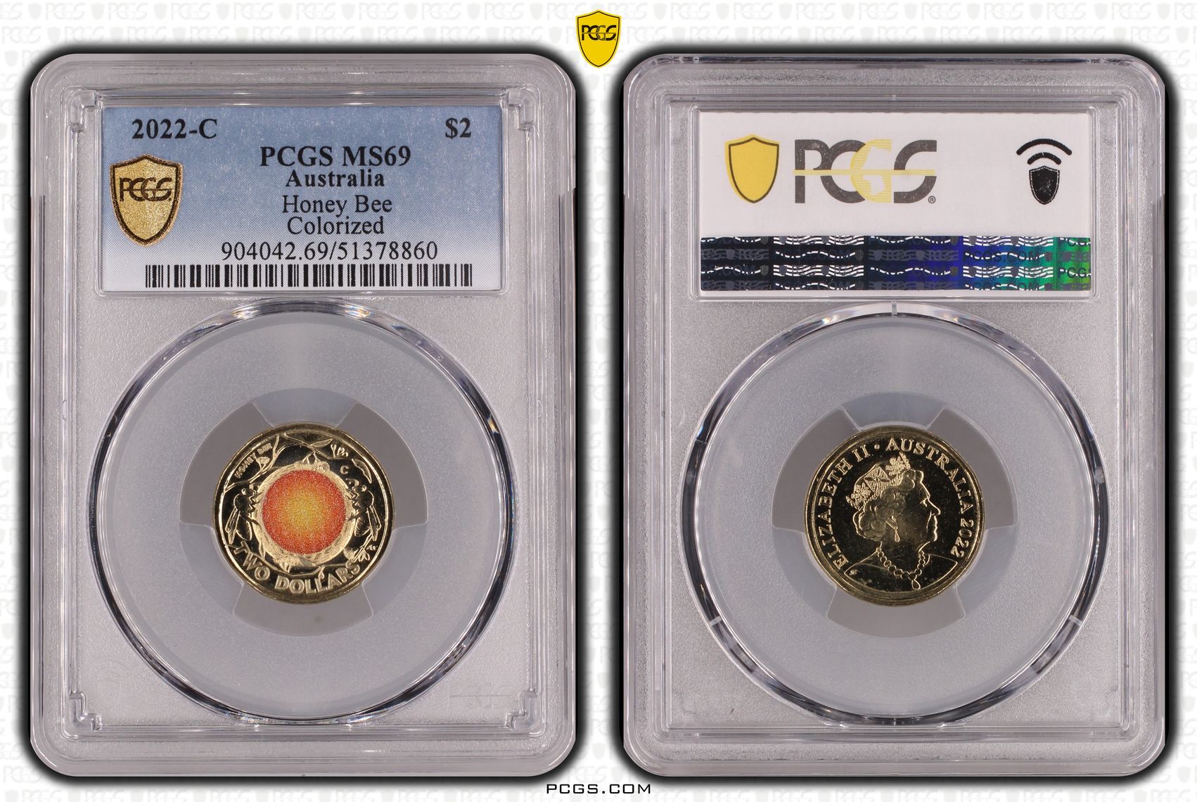 Honey Bee Colorized, Two Dollar, 2022-C, PCGS MS69