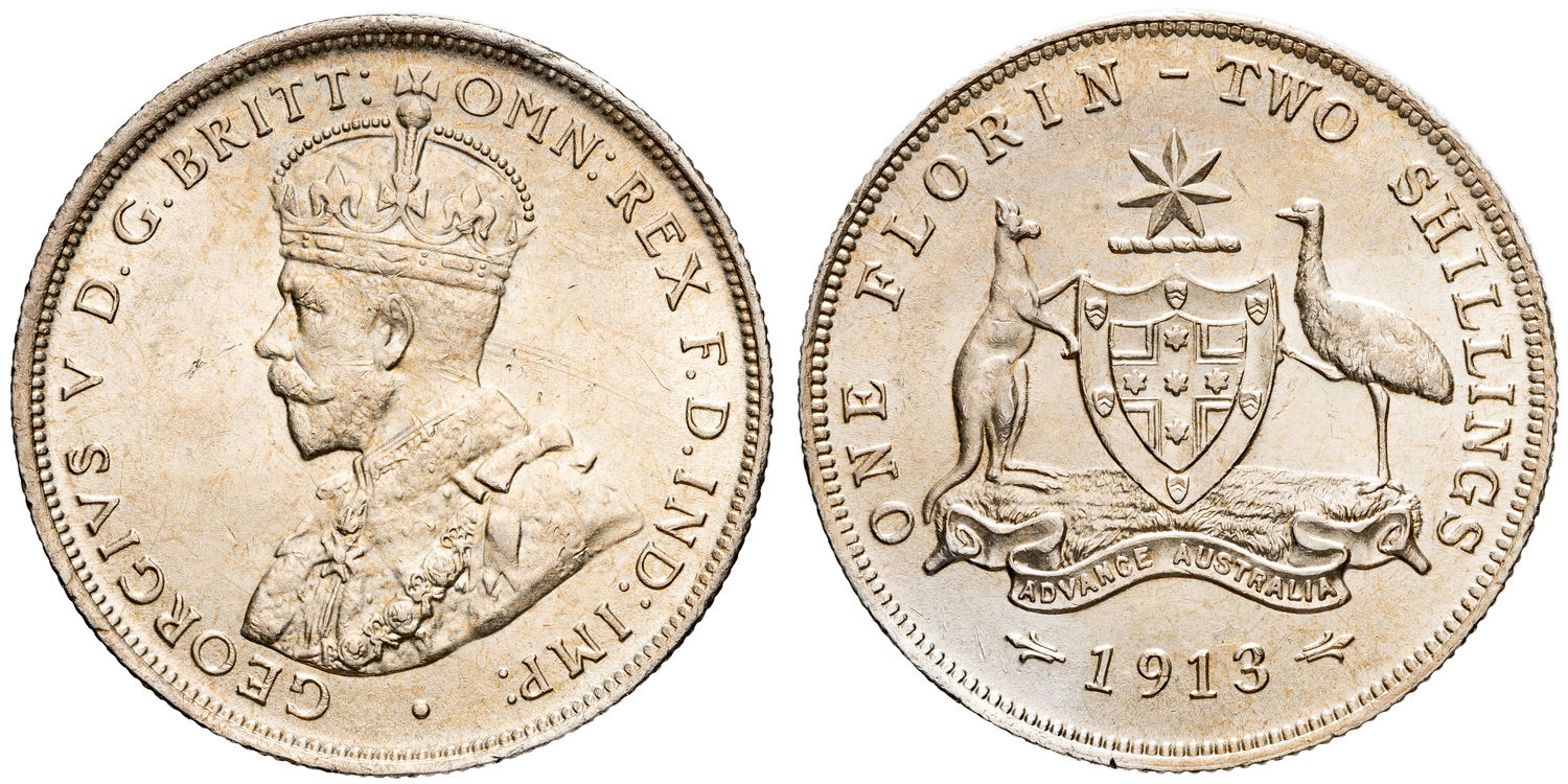 George V, Florin, 1913, UNC
