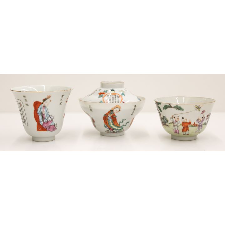 3pc Chinese Fine Porcelain Tea Cups