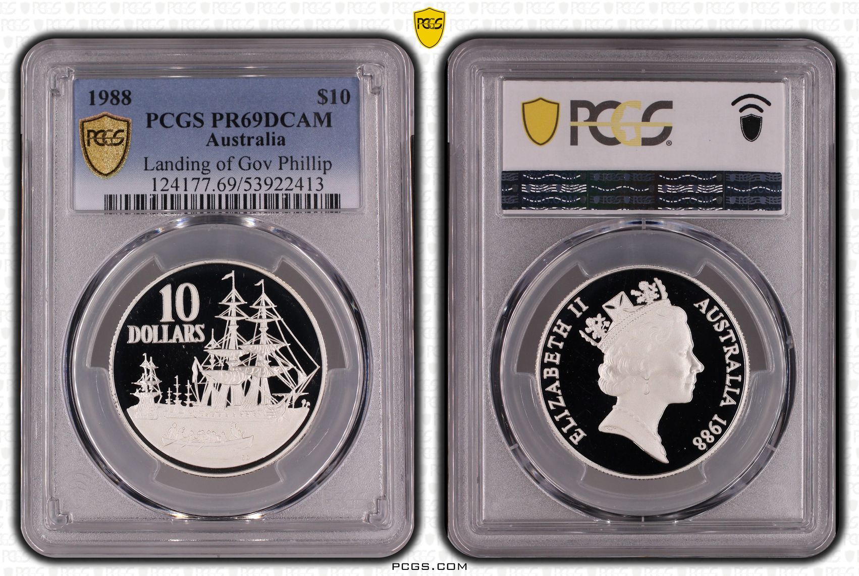 Landing of Gov Phillip, Ten Dollar, 1988, PCGS PR69DCAM