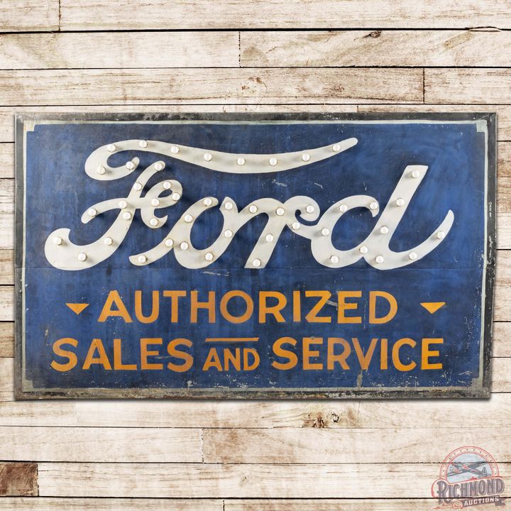 1917-1922 Ford Authorized Sales & Service DST Light Bulb Sign