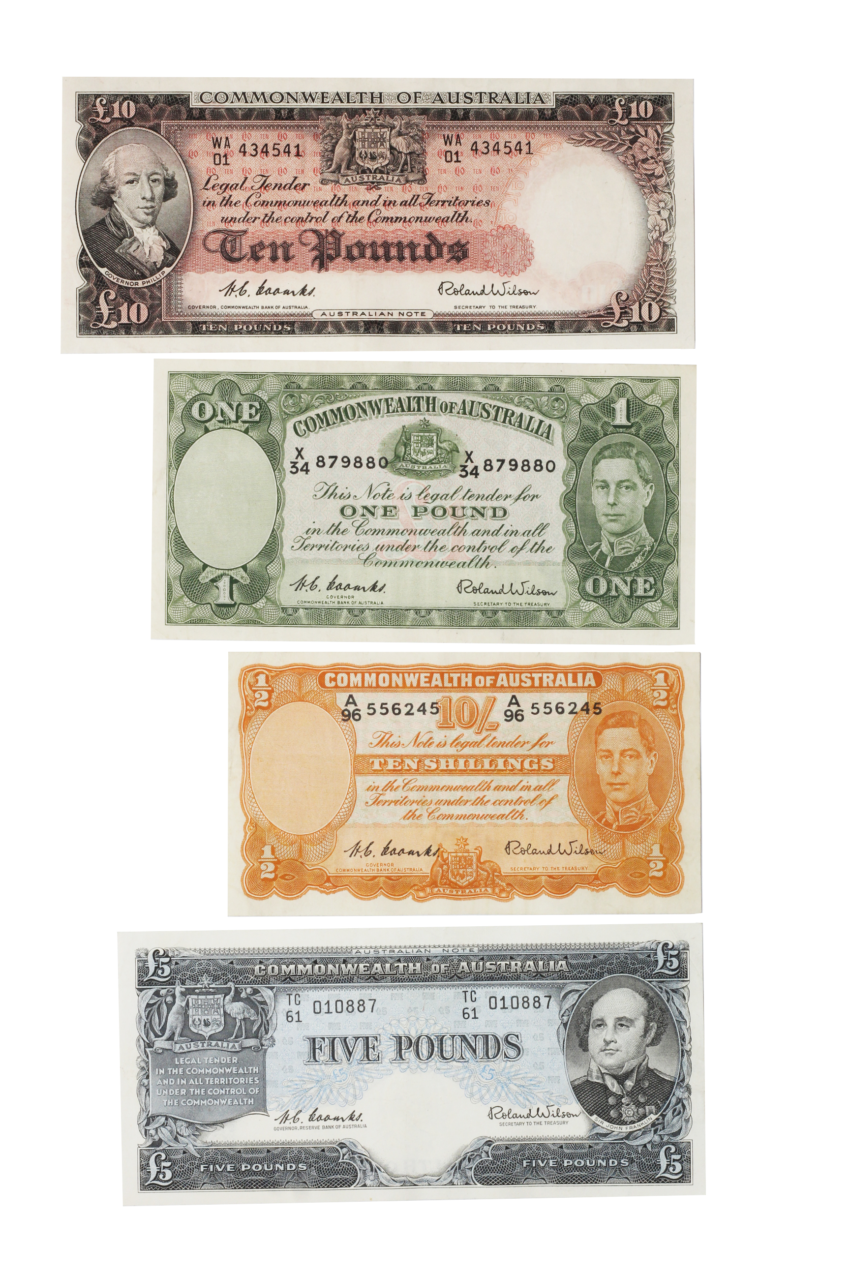 1926. · Sets, George VI, Ten Pounds, 1954, EF