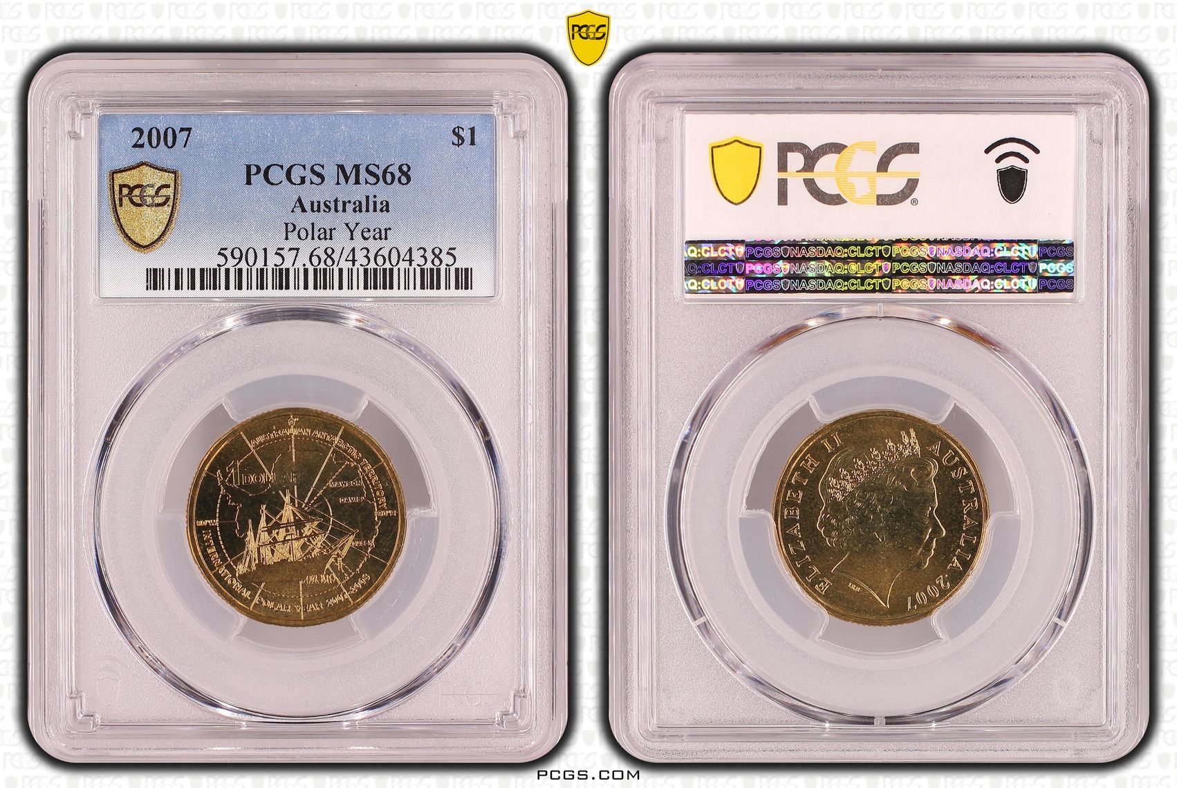 2007 Australia One Dollar, $1 Polar Year PCGS - MS68 POP 6/0 -385
