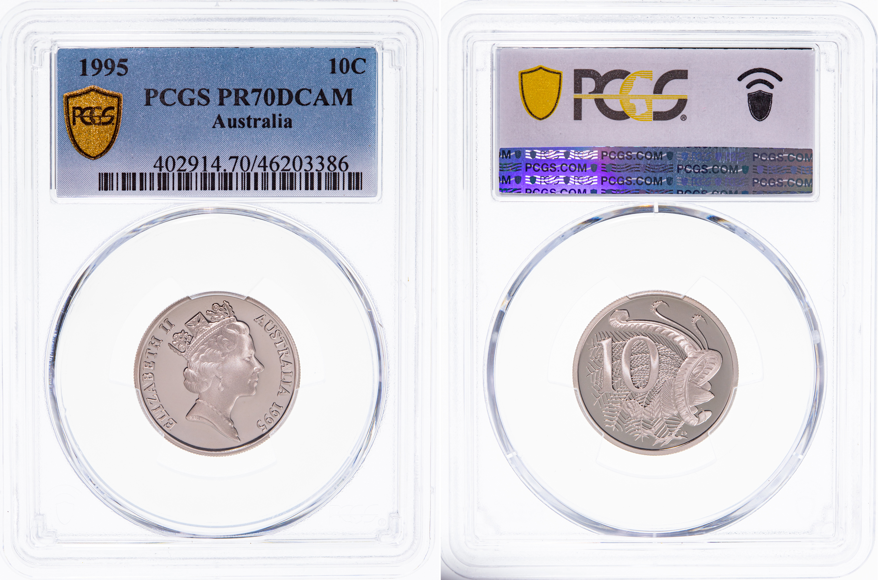 Elizabeth II, Ten Cent, 1995, PCGS PR70DCAM