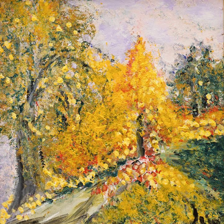 Irina Strugova ''Autumn Park'' 2010 Oil on Canvas Framed 17''x17''