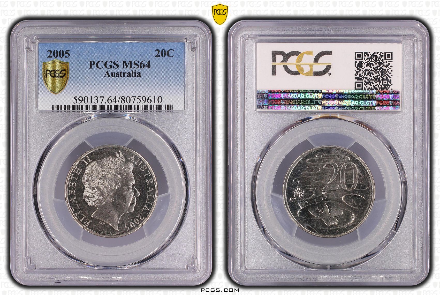 269 · Elizabeth II,  , Twenty Cent, 2005, PCGS MS64
