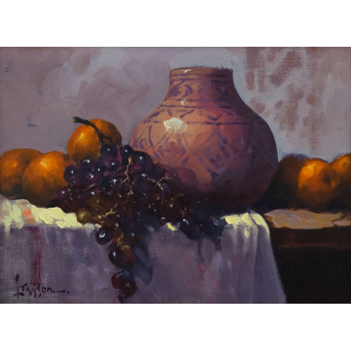 Lyle Tayson, Sr. (1924-2014) Southwest Indian Pot with Grapes and Oranges