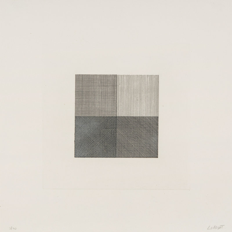 Sol LeWitt
(American, 1928-2007)
Lines in Four Directions, Superimposed in each quarter of the square progressively (Black), 1971