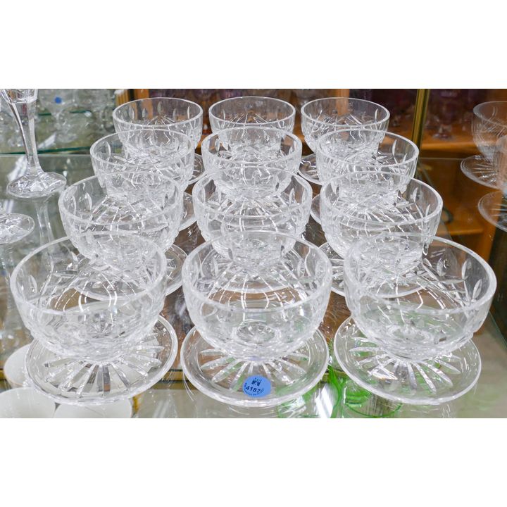 12pc Waterford Crystal Footed Fruit Dessert Bowls 4pc