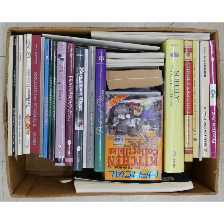 Box Depression Glass & Porcelain Books etc.