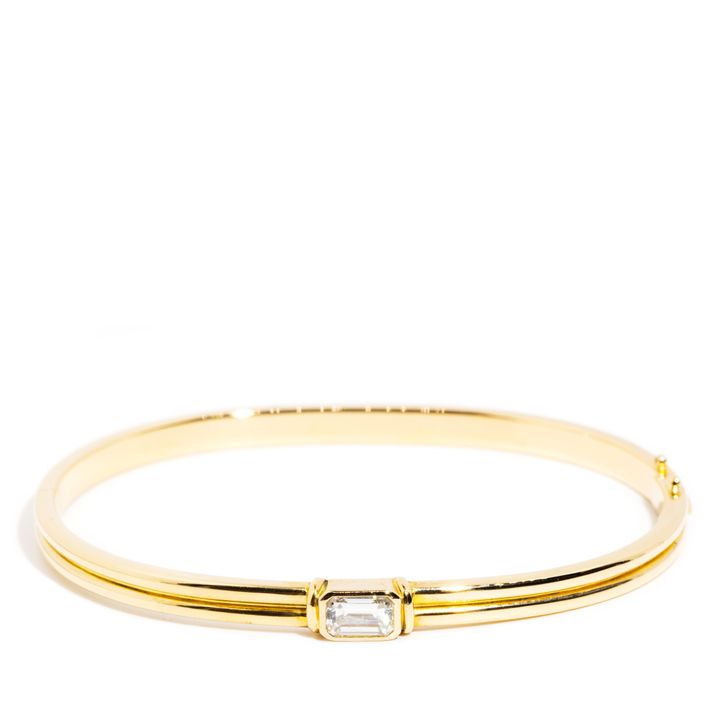 0.60 Carat Emerald Cut DIamond 18ct Gold Bangle,