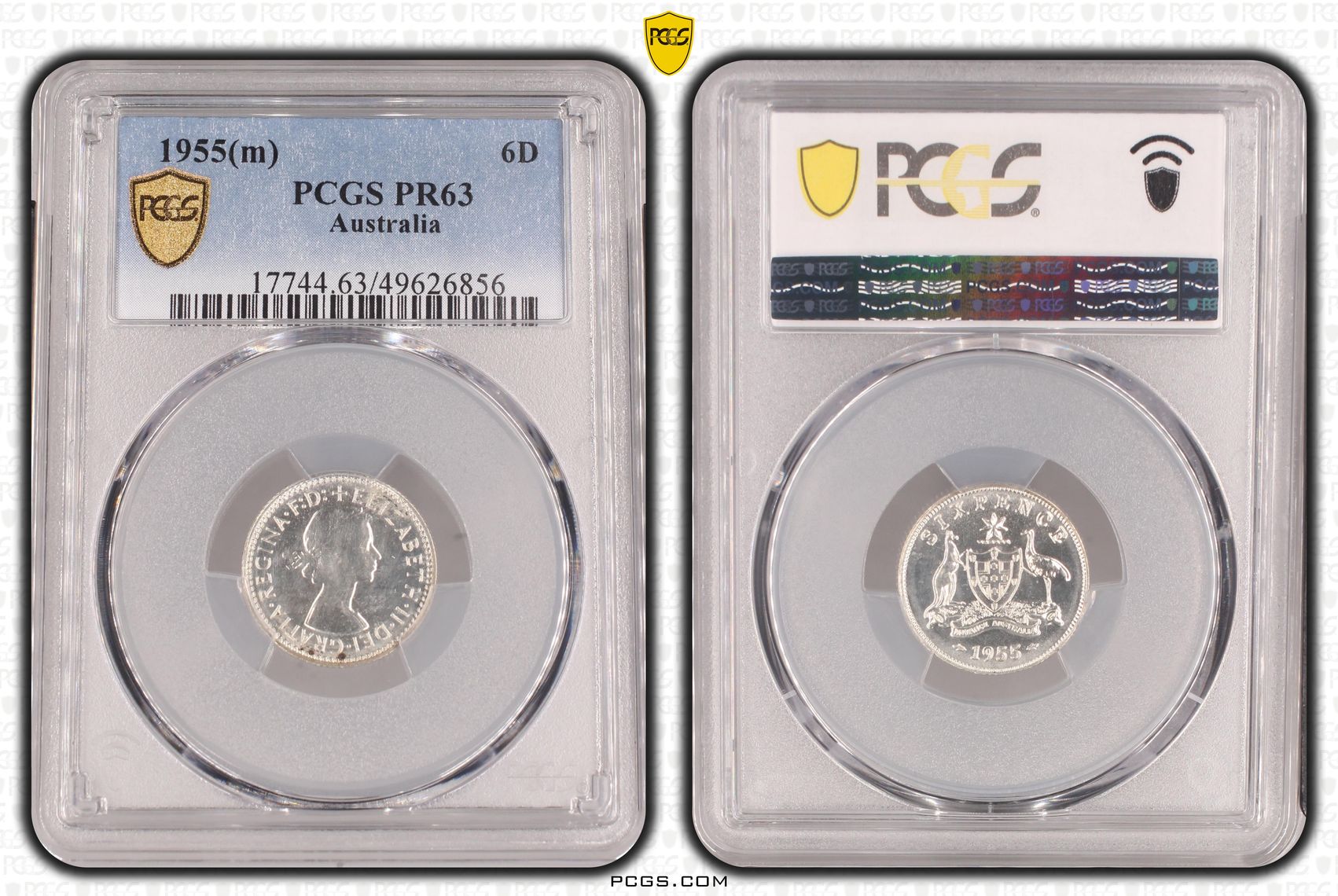 Elizabeth II, Sixpence, 1955(m), PCGS PR63