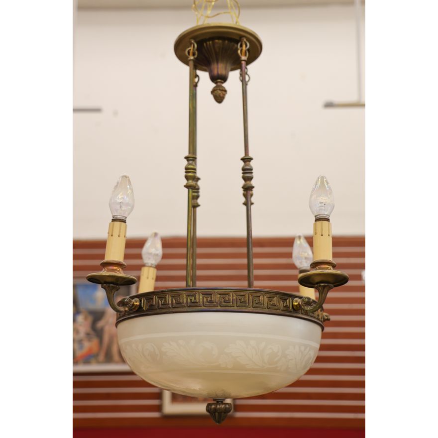 Steuben Calcite Hanging Dome Light Fixture 36''x24''