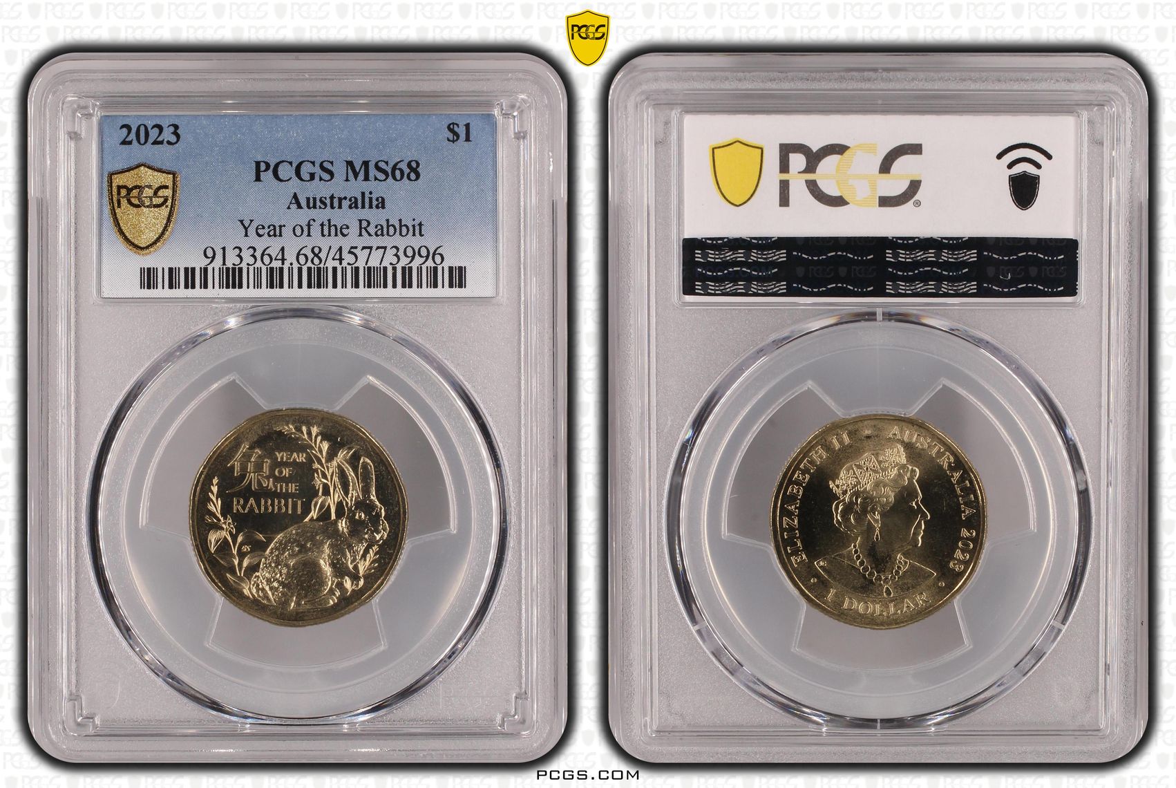 Elizabeth II, Year of the Rabbit, One Dollar, 2023, PCGS MS 68