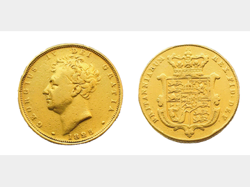 1825 King George IV Bare Head Gold Sovereign.