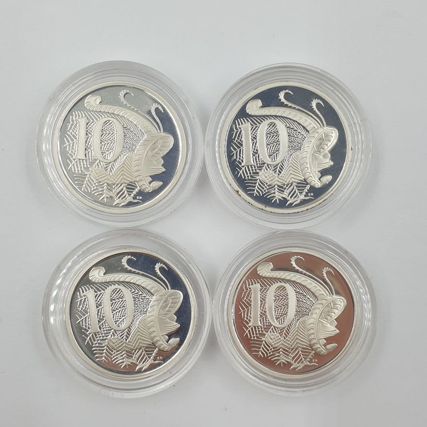 Silver Proof 10c Coins (x4)