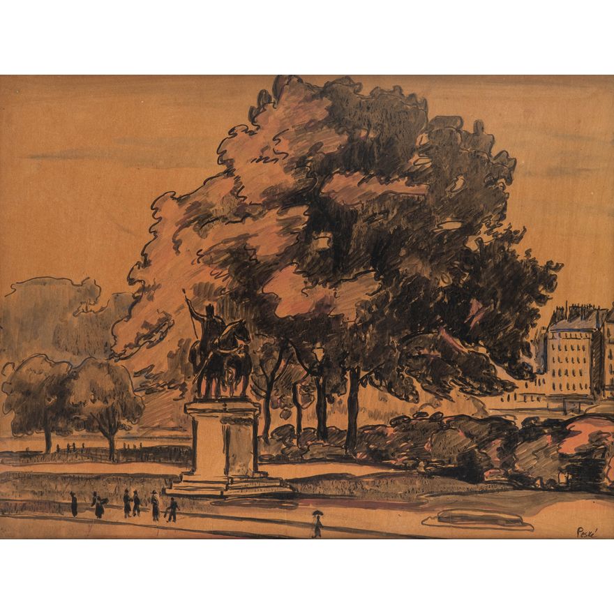 Jean Peské | Pomnik Karola Wlk. przy katedrze Notre Dame w Paryżu