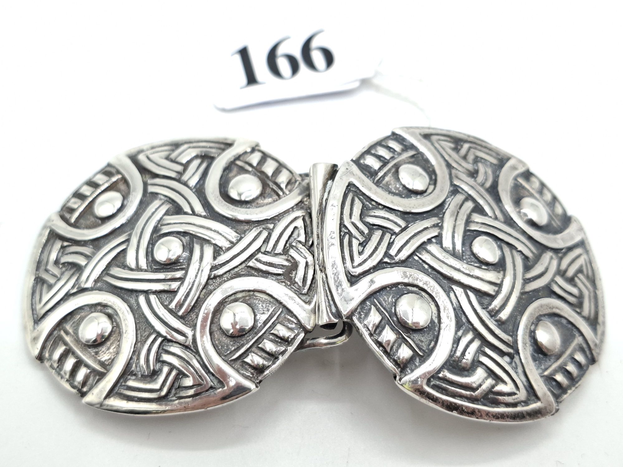 166 · STERLING SILVER CELTIC BELT BUCKLE