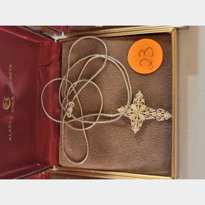 Sterling rope necklace with 12K and Sterling cross