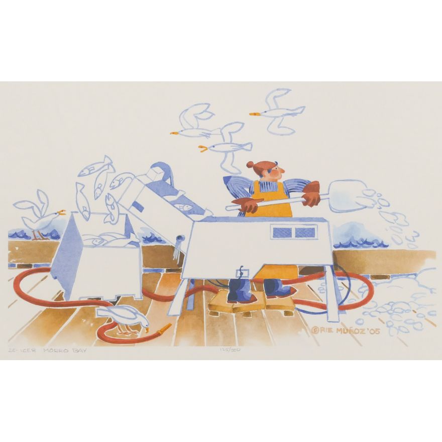 Rie Munoz ''De-Icer Morro Bay'' 2005 Signed Print 12.5''x18'' Sheet.