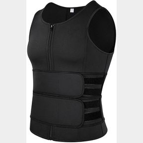 Mens Waist Trainer Twin Belt Double compression Sauna Sweat vest Black Men 18 XL |