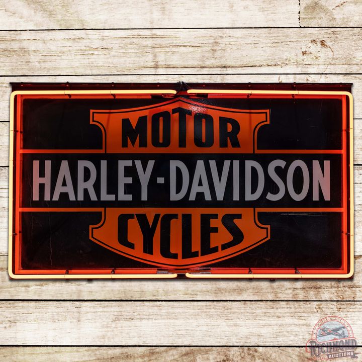 Scarce Harley Davidson Motor Cycles SS Porcelain Neon Sign