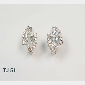 STERLING SILVER MARQUISE CUT DROP EARRINGS WITH CUBICS
