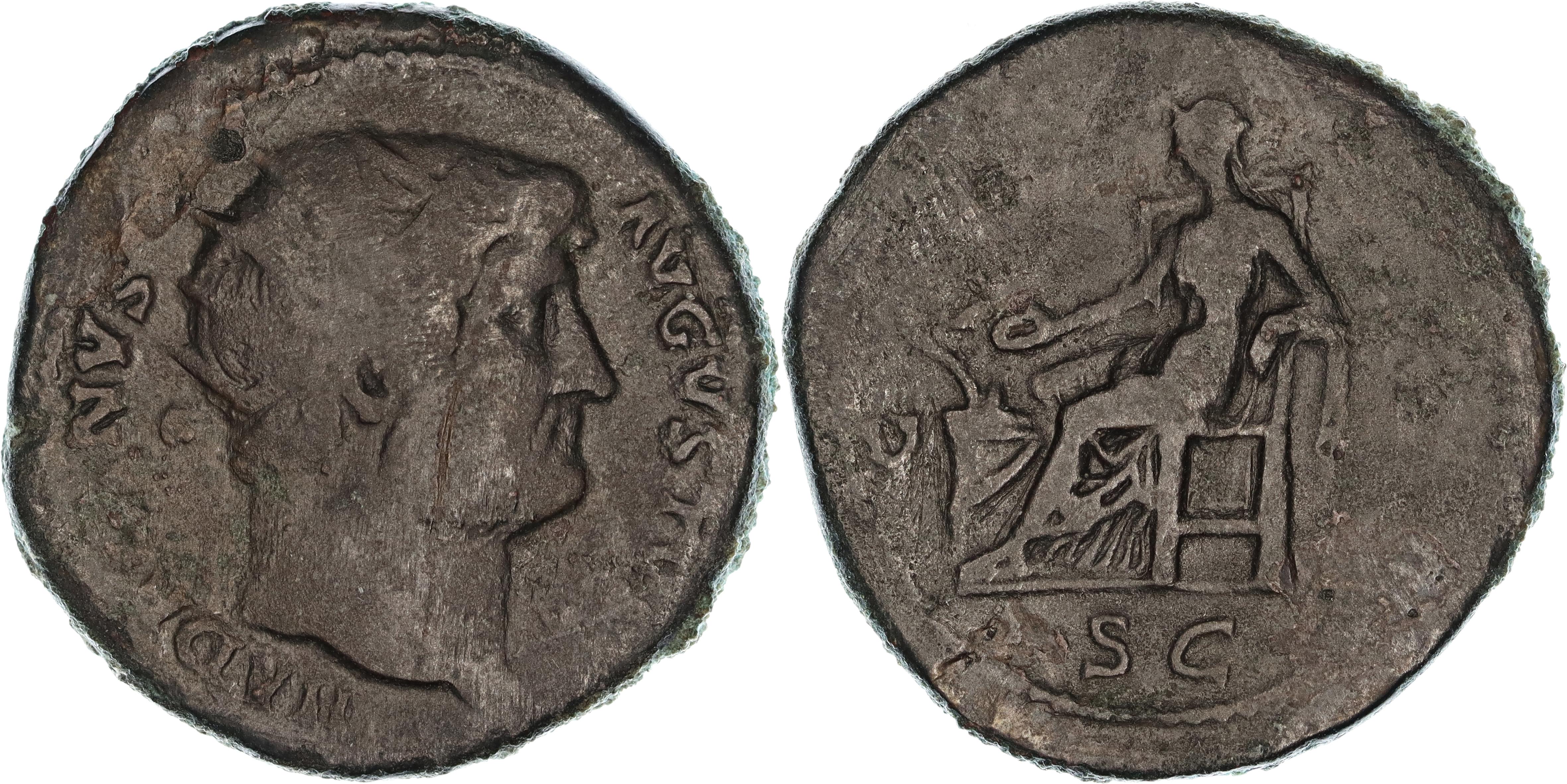 Roman Empire, Hadrian, Æ Dupondius, 125-128 AD, gF-nVF