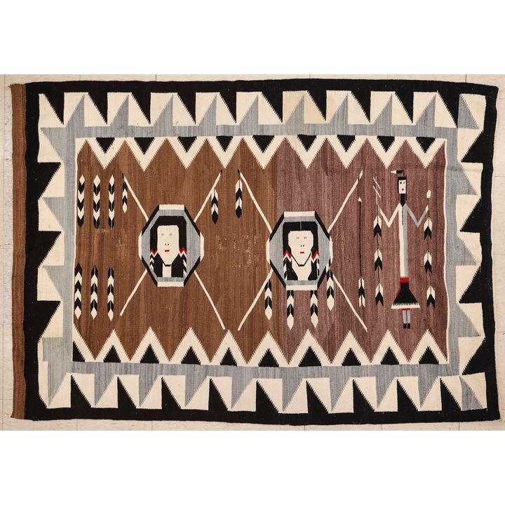 Unusual Navajo Yei Wool Rug