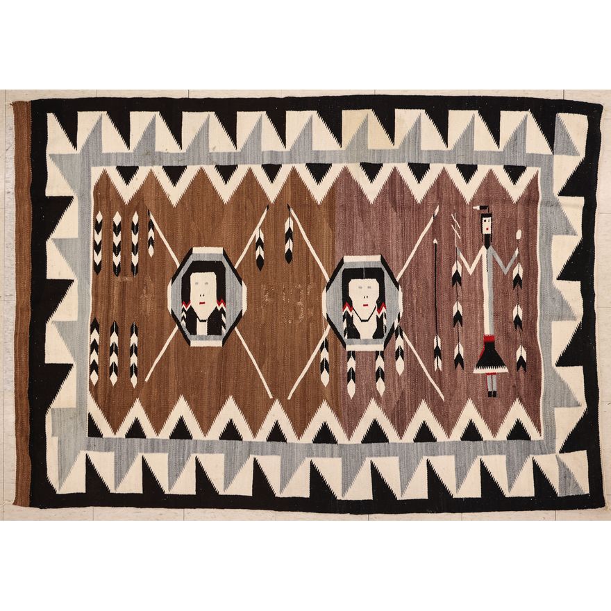 Unusual Navajo Yei Wool Rug