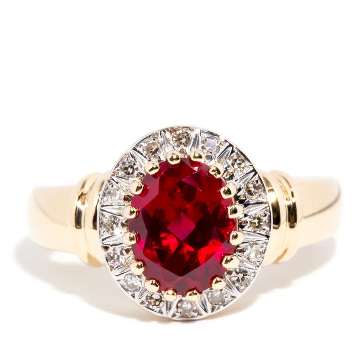 9 Carat Gold Diamond & Synthetic Ruby Ring
