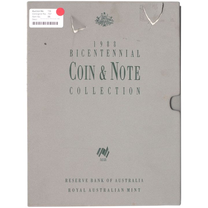 Elizabeth II, Bicentennial Coin/Note Folder, 1988, VGC
