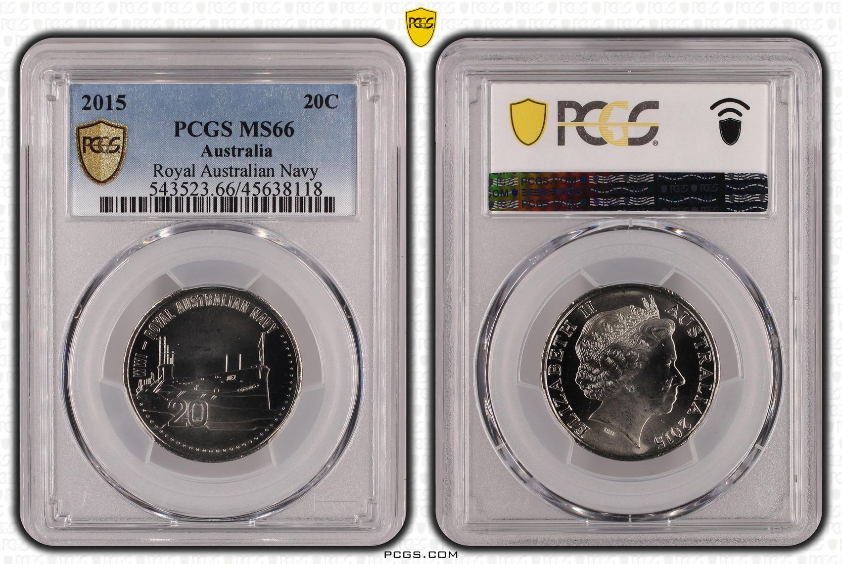 Royal Australian Navy , Twenty Cent, 2015, PCGS MS66
