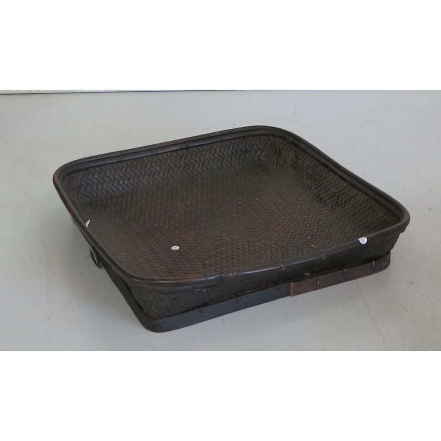 WICKER TWO-HANDLED SHALLOW BASKET