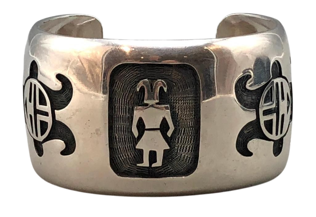 Bernard Dawahoya Sterling Silver and Overlay Bracelet | Western