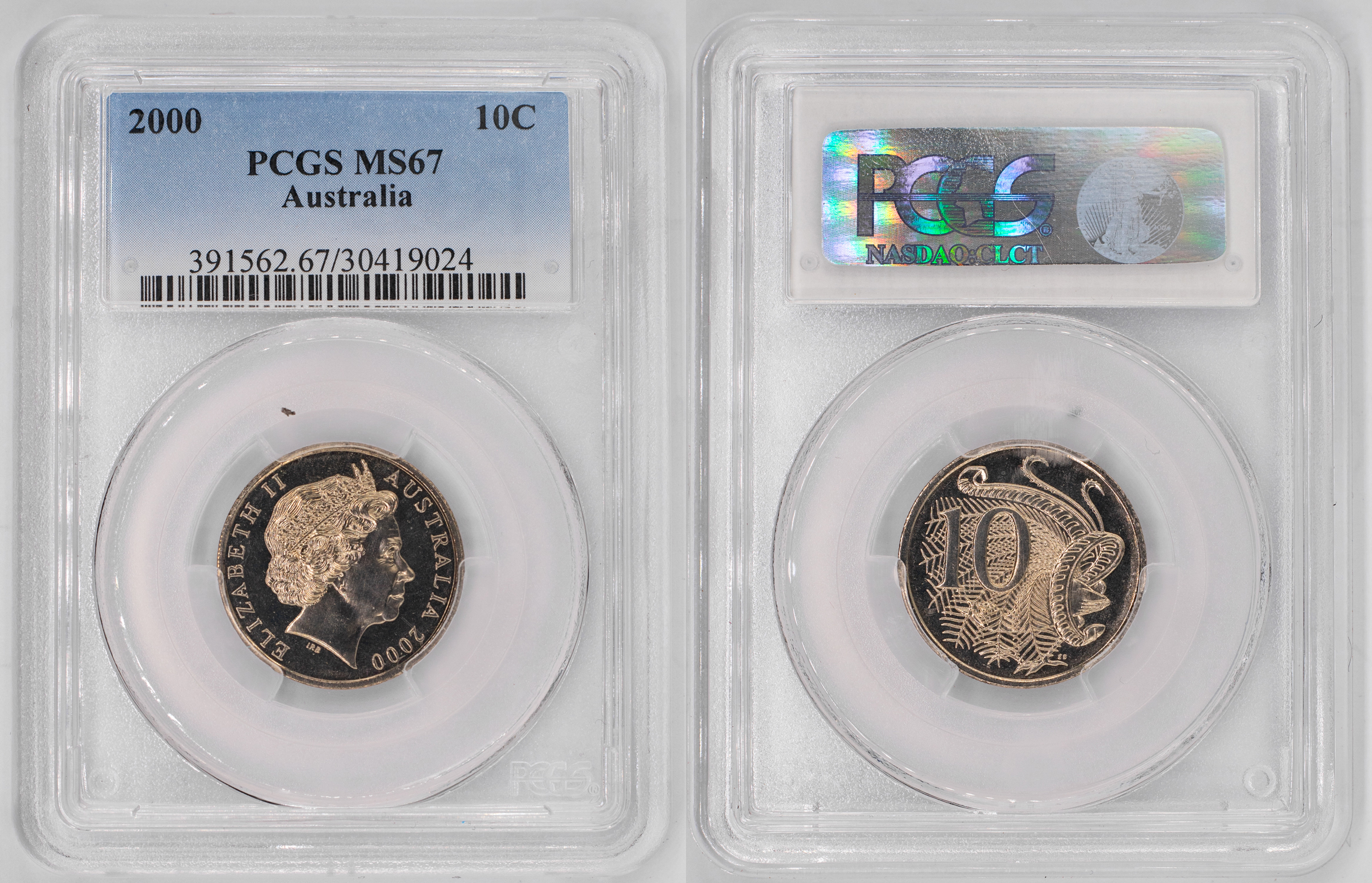 Elizabeth II, Ten Cent, 2000, PCGS MS67