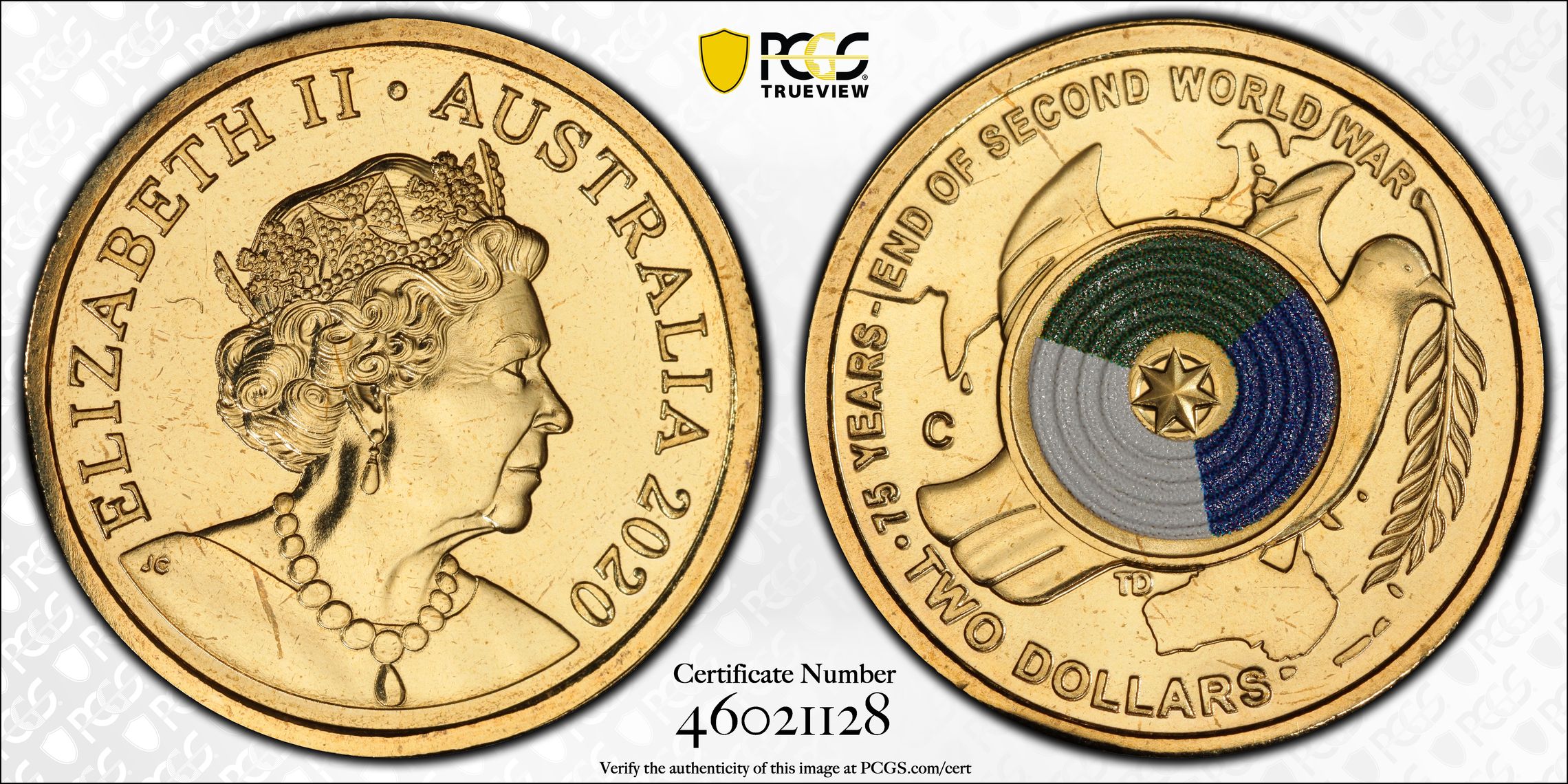 75th Ann End of WWII Colorized, Two Dollar, 2020-C, PCGS MS67