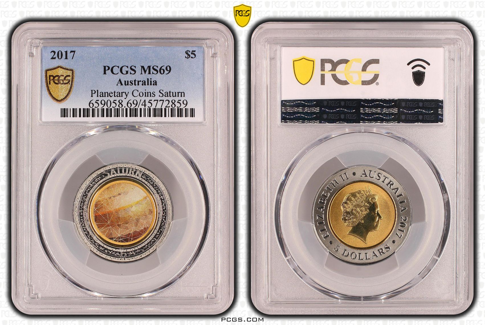 Elizabeth II, Planetary Coins Saturn, Five Dollar, 2017, PCGS MS 69