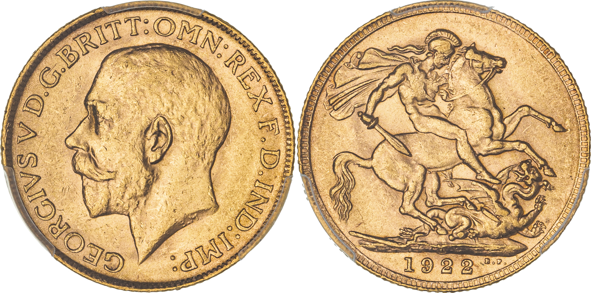 George V, St George Reverse, Sovereign, 1922-M, PCGS MS63
